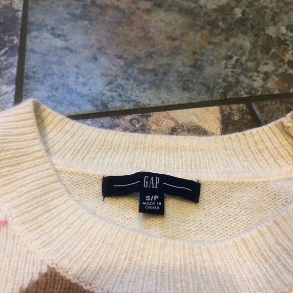GAP Argyle Pattern Cream and Brown Wool Sweater - Picture 3 of 4